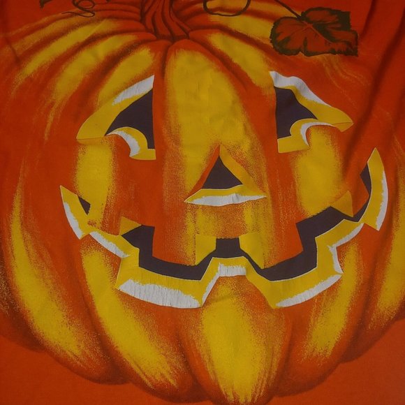 Vintage 91 Single Stitch Brown's Pumpkin Patch Men's XL T Shirt Orange Halloween - Picture 6 of 8
